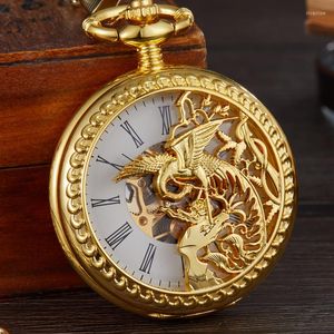 Orologi da taschino Steampunk Skeleton Orologio meccanico Uomo Donna Collana antica Fob Catena Uomo Donna Orologio