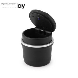 New Car LED Ashtray Garbage Coin Storage Cup Container Cigar Ash Tray Car Styling Universal Size Ashtrays Safe Practical Durable