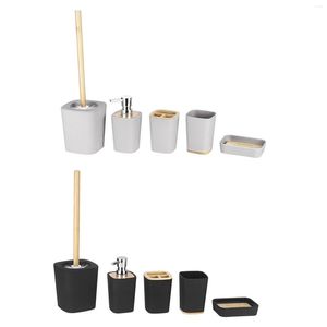 Badezubehör -Set 5x Badezimmerzubehör Toilettenbürste mit Halter Zahnbürste Seifenschale Haushaltssinfektion Flasche Tasse