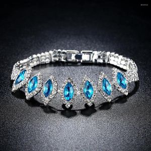 Urok bransoletki w stylu luksusowa wykwintna krystaliczna bransoletka moda elegancka kobiety w klatce niebieska cyrkon koktajl biżuteria