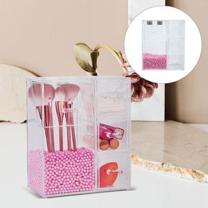 Förvaringslådor Makeup Pen Brush Organizer Holderpot Stand Transparent Cup Decorative Office Container Table Dispenser PadtableTop