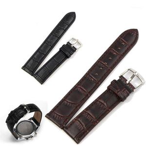WatchBands Black Brown Leather Watch Strap Band äkta mjukt spänne -handledsersättning Passar Mens Relojes Hombre 14 16 18 20 22MM1250F