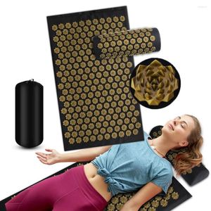 السجاد Pranamat Eco Lotus spike Mat Mat Acupuncage Massage Cushion Kuznetsov لقضاء أبراج اليوغا في العنق