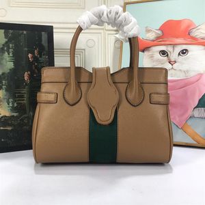 Women Quilted Handbag Tote Bag Red Green Ribbon Genuine Leather Bronze Letters G Handbags Purse Solid Color Good Quality2379