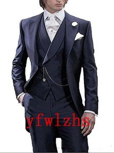 Custom Made Men Suits One Button Groom Tuxedos Peak Groomsmen Wedding/Prom/Dinner Man Blazer Pants Kamizelka W821