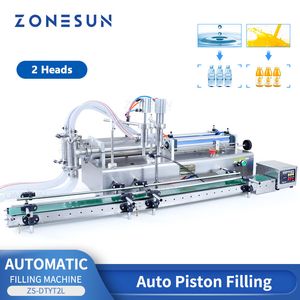 Zonesun zs-dtyt2l automatisk pneumatisk vätskefyllningsmaskin 2 huvuden dryck vatten flaska fyllmedel liten produktionslinje