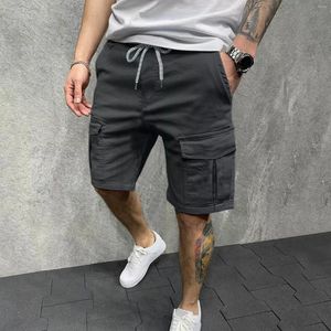 Men's Shorts IN Mens Comfy Male Solid Trousers Pant Cargo Pocket Slim Drawstring Summer House Boy