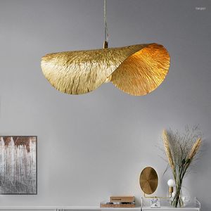 Подвесные лампы северный стиль медь светодиодные лампы Lotus Lotus Leaf Cothing Store Bar Кухонная столовая