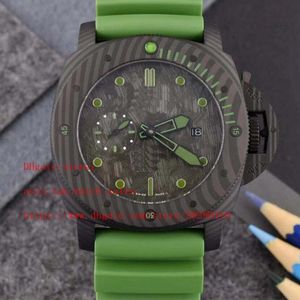 Topselling Najnowsza wersja MENS WATCH Automatyczny ruch 47 mm obracający się ramka z włókna węglowego Auto Data Zielony gumowy pasek 9612783