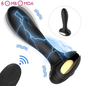 Sk￶nhetsartiklar Electric Shock Anal Vibrator E-Stim Plug Wireless Remote Control Buttplug Vibration Dildo Anus Dilator Man Prostate Massag