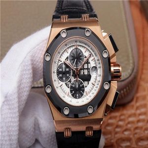 JF Luxury Watch 3126 Movimento cronografo Orologi da uomo Cinturino meccanico automatico in pelle Cinturino in ceramica Diametro 42 mm Wristwat2304