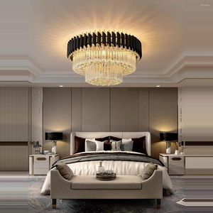 Światła sufitowe światło 2023 Trend Współczesny luksusowy LED krystaliczna lampa domowa do salonu czarne/złote oprawy