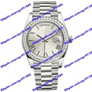 Orologio da uomo 2813 orologio meccanico automatico m228349 40mm argento quadrante romano lunetta con diamanti orologio da polso in acciaio inossidabile vetro zaffiro calendario display 228348 orologi