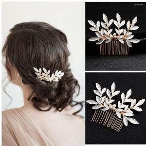 Headpieces Gold Silver Shiny Headpiece Pearl Rhinestone Flower Clip Hair Jewelry Wedding Accessories Bridal Tiara Women Fashion
