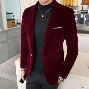 Autumn Golden Velvet Small Suit Style Men's Fashion Casual Single Western Coat Youth Nightclub Women's Casual Top S-5XL