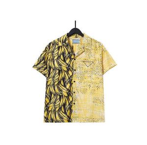 Men's Casual Shirts 22ss Man Polos Designer Shirt Mens flame print bowling shirt Hawaii Floral Men Slim Fit Short Sleeve Dress Hawaiian