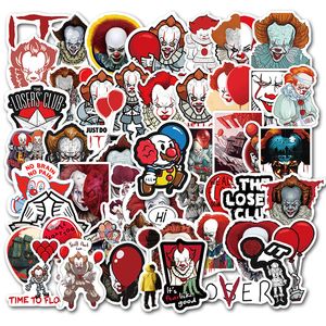 50pcs filme de terror Stephen King de dois adesivos Pennywise palhaço Joker Joker Graffiti Kids Toy Skateboard Car Motorcycle Bicycle Sticker Decals Wholesale