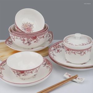 Set di stoviglie Ciotola in ceramica smaltata Riso al vapore Salute ossea romantica del piatto domestico cinese