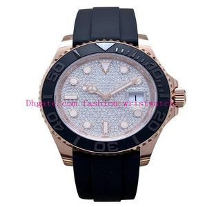 Luxury Mens Watches 116655 40mm Diamond Dial Black Rubber Strap Rose Gold Steel Bezel Mane Armswatches Original Box Paper20a