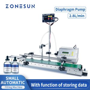 Настольная автоматическая машина для розлива жидкостей ZONESUN с низкой вязкостью, наполнитель для бутылок с водой с конвейерной лентой