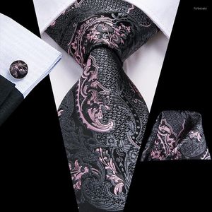 Bow Ties Hi-Tie Silk Men's Tie Set Hanky Cufflinks For Men Luxury Paisley Gold Red Green Wedding Party Necktie