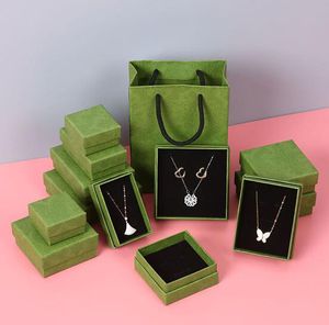 Jewelry Fruit Green Boxes Cardboard Earring Ring Boxes with Lid Ribbon sponge Cushion for Jewelry Gifts Display