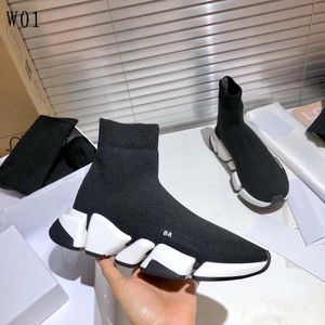 Shoes Designer socks luxury youthful solid color black stitching platform height increasing women men lightweight fitness sneakers pure knitted cotton