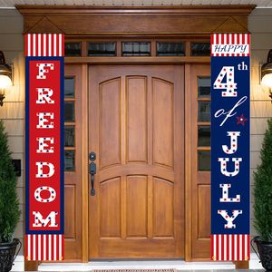 12x71 pollici Grande Happy 4th of July Door Banner America Independence Day Memorial Decorazioni da appendere per porta d'ingresso Parete Portico Poliestere Personalizzabile