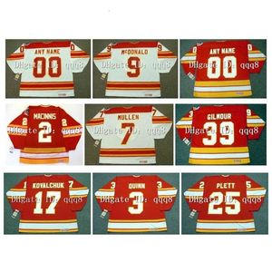 Q888 Vintage 1989 Stanley Cup Hockey Jersey 34 Miikka Kiprusoff 2 Al Macinnis 12 Jarome Iginla 9 Lanny 30 Mike Vernon 14 Theoren Fleury