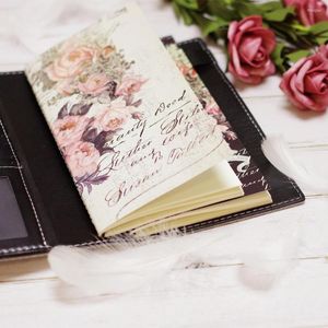 Yiwi Retro Travel Bind Planner Black White Rose Flower Creative Notebook 22x13cm