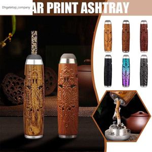 Ny b￤rbar bilbil Ashtray Cigarett Cup Ash Holder Wood Grain Relief Style Creative Ashtray for Car Fireproof AshTrays M2P9