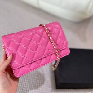 Classic Women Lambskin Quilted Flap Bags French Mini Coins Card Holder Vintage Matelasse Hardware Chain Crossbody Large Capacity Handbags Clutch With Purse 19CM