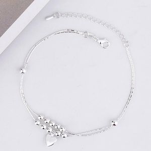 Link Bracelets South Korea's Metal Heart-shaped Bead Bracelet Elegant Women's Wedding Party Charm Jewelry Fashion Anniversary Girl