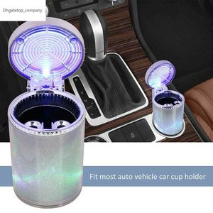 New Car Ashtray With Led Light Colorful Portable Detachable Ashtray Container Air Outlet Cigarette Holder Storage Cup Car Supplies