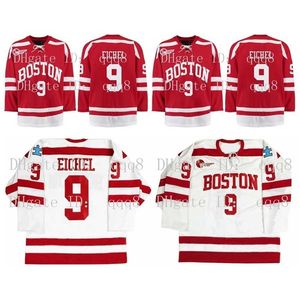 S888 9 Jack Eichel Jersey, University Jersey imzaladı 9 Jack Eichel Kırmızı Beyaz Dikiş Özel Hokey Formaları