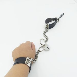 Bangle 2023 Harajuku Handmade Rock Punk Charm Leather Safe Sweet Heart Lock Wrist Belt