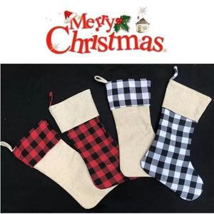 Plaid calza natalizia cotone bufalo flanella decoro nero poli sublimazione spazi vuoti Santa RRC804