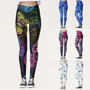 Leggings da donna Pantaloni stampati con farfalle personalizzate da donna per la corsa del pupazzo di neve della festa di Natale di Babbo Natale