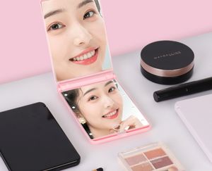 The latest 12.9X8.5CM lighted vanity mirror LED Makeup Mirror 8 light folding many color options support for custom logo