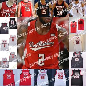 NUOVO Basketball College Baseball indossa maglie da basket Texas Tech Jersey NCAA College Adonis Arms Marcus Santos-Silva Mylik Wilson Sardaar