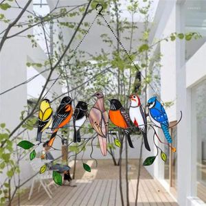 Decorative Figurines Pendant Mini Stained Bird Glass Window Hangings Acrylic Wall Hanging Colored Birds Decor Room Accessories Scandinavian