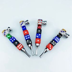 Colorful Dice Shape Hand Pipes Portable Removable Filter Silver Screen Bowl Innovative Design Smoking Handpipes Cigarette Long Holder DHL