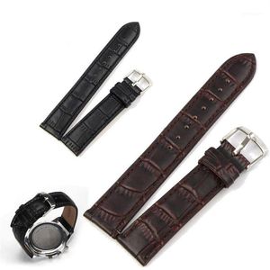 Bandas de relógio Banda de couro marrom preto Banda de cinta genuína Substituição de pulso suave fivela se encaixa no HOMBRE MENS RELOJES 14 16 18 20 22MM1268L