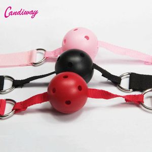 Candiway justerbar fetisch nylonband ihålig munboll oral gag bdsm bondage återhållsamhet vuxen sexleksaker för par shop