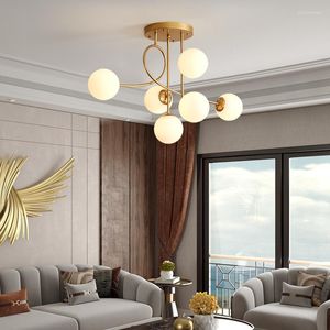 Chandeliers Modern Led Chandelier For Dining Living Room Ceiling Lamps Bedroom Bedside Restaurant Lights Golden Black Glass Lighting Fixture