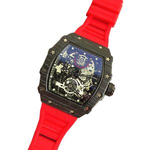 Mens Sports Watches Brand Fashion Hollow Skeleton Watch Rubber Strap Man Clock Relojes Para HOMBRE217S