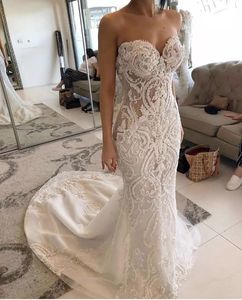 Ebi Arabic Aso Lussuoso pizzo Lussuoso in rilievo Mermaid Sweetheart Abiti da sposa vintage Abiti da sposa