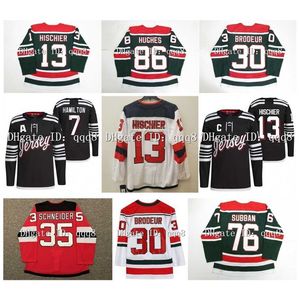 Q888 13 NICO HISCHIER HOCKEY JERSEY 30 Martin Brodeur 7 Dougie Hamilton 86 Jack Hughes 76 P.K. Subban 28 Damon Severson 11 Andreas Johnsson