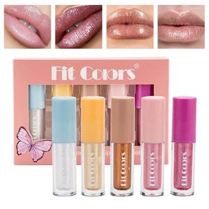 Lip Gloss Mini Lipstick Set 5 Pcs Shimmery Kits For Women Diamond 0.1 Oz Gift Nourish And Repair Lips Reduces