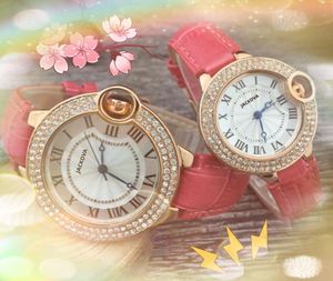 Super Mens Women Lovers zegarki 38 mm 33 mm kwarc ruch czas zegar czasowy skórzany pasek diamentów pierścień rzymski tarcza trzy piny szlachetne i eleganckie prezenty świąteczne na rękę